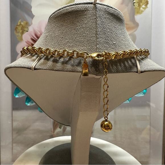 KATE SPADE - CASCADING AQUA TEARDROP STATEMENT NECKLACE - Picture 5 of 9